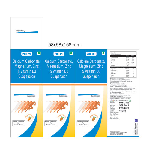 Milk Calcium + Magnesium + Vitamin C + Zinc + Vitamin D3 + Menaquinone Syrup