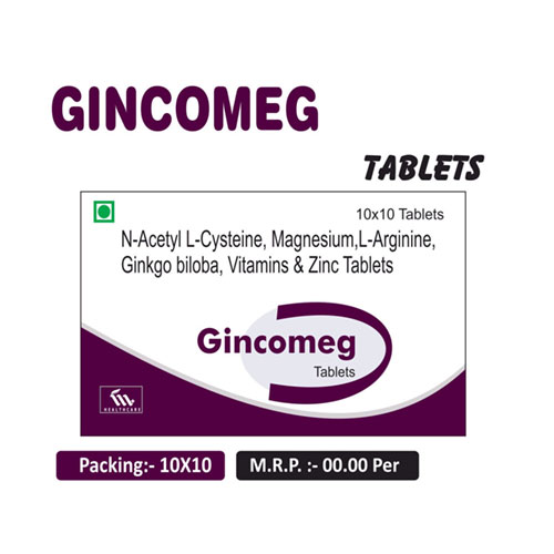 N-Acetyl L-Cysteine 300mg+ Megnesium 250mg+ L-Arginine 200mg+ Ginko Biloba Extract 120mg + Vitamin C