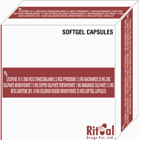 Lycopene 2000 mcg + Cyanocobalamin 2.5 mcg + Pyridoxine 1.5mg Softgel Capsules