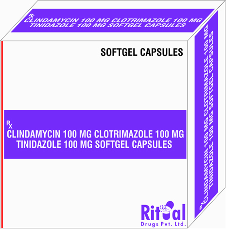 Clindamycin 100mg +Clotrimazole 100mg +Tinidazole 100mg Softgel Capsules