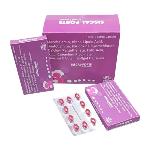 Mecobalamin + Alpha Lipoic Acid+ Benfotiamine+ Pyridoxine Hydrochloride + Calcium Softgel Capsules