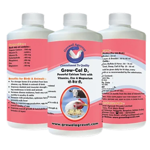 Grow – Cal D3 – A Powerful Veterinary Calcium Tonic with Vitamins, Zinc, and Magnesium for Poultry