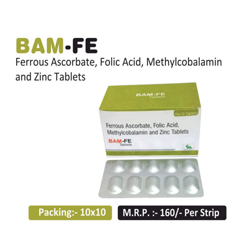 Ferrous Ascorbate + Folic Acid+ Methylcobalamin + Zinc Tablets