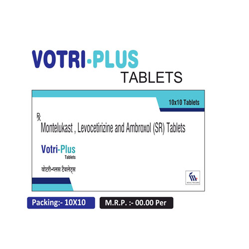 Levocetirizine Di Hcl 5 mg + Montelukast 10mg + Ambroxol Hcl 15 mg Tablets