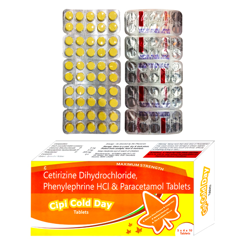 Citirizine dihydrochloride 5mg + Phenylephrine hydrochloride 5mg + Paracetamol 325 Mg Tablets