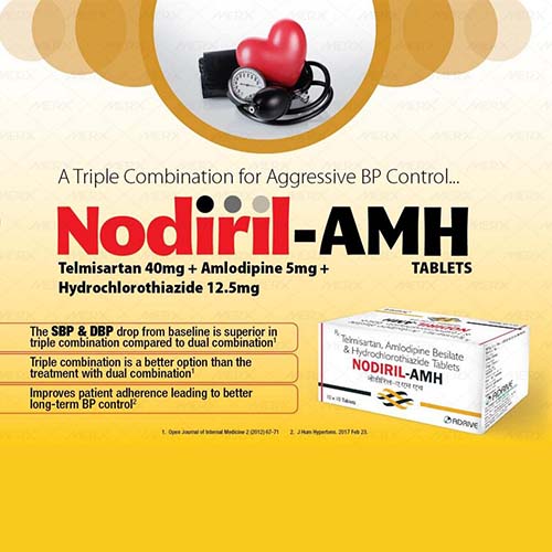 Telmisratan 40mg + Amlodipine 5mg + Hydrochlorothiazide 12.5mg Tablets
