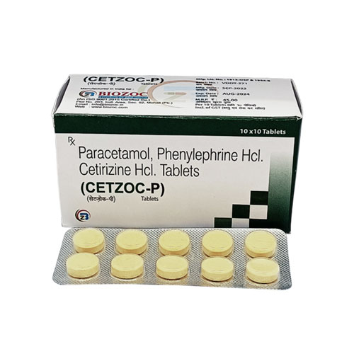 PARACETAMOL IP 325 MG+ PHENYLEPHRINE HCL IP 5 MG+ CETIRIZINE HCL IP 5MG TABLETS