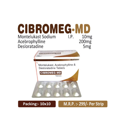 Acebrophylline 200mg+ Montelukast 10mg+ Desloratidine 5mg Tablets