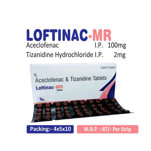 Aceclofenac 100mg + Tizanidine Hydrochloride 2mg Tablets
