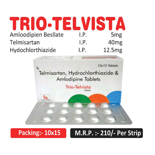 Amlodipine 5 mg + Temistran 40mg + Hydrochlorothiazide 12.5mg Tablets