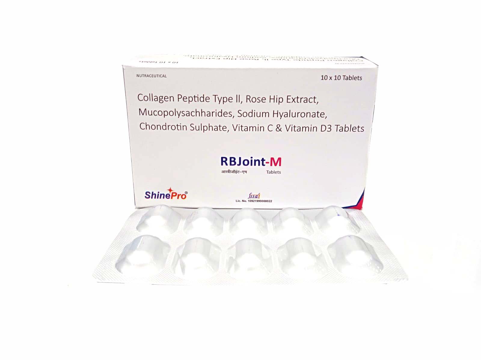 Collagen peptide type  rose hip extract  mucopolysachharides sodium hyaluronate chondrotin sulphate Vitamin C  Vitamin D3