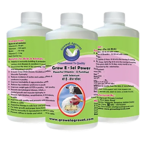 Grow E-Sel Power – Veterinary Vitamin E Selenium and Biotin for Poultry, Cattle, Horses, Pigs, Goats