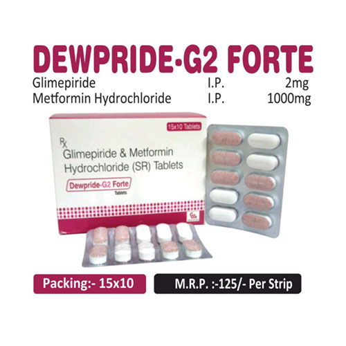 Metformin hcl 1000 mg + Glimepiride 2mg Tablets
