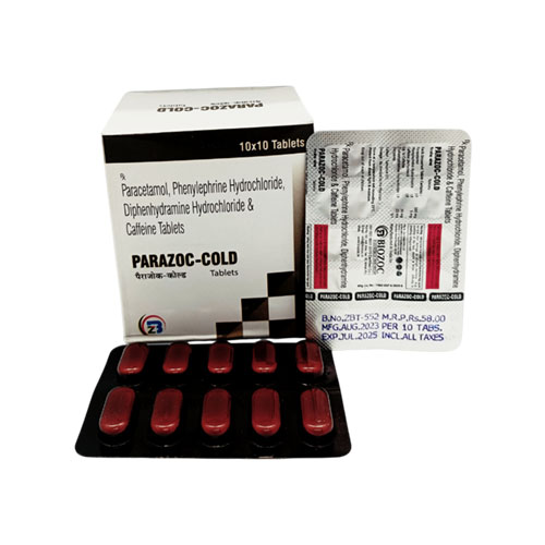 PARACETAMOL IP 500 MG + PHENYLEPHRINE HYDROCHLORIDE IP 5 MG+ CAFFEINE(ANHYDROUS) IP TABLETS