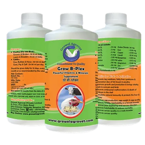Grow B-Plex – B-Complex for Veterinary use in Aquaculture,Poultry, Cattle, Horses, Pigs, Goats