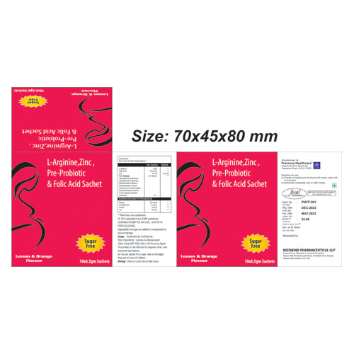 L-Arginine - 3G + Zinc Sulphate + Folic Acid Sachets