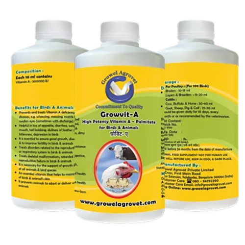 Growvit-A – High Potency Vitamin- A for Poultry, Cattle, Horses, Pigs, Goats, Sheep, Birds 