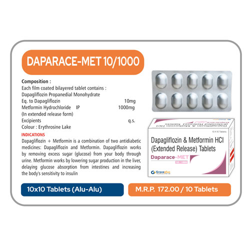 DAPARACE-MET 10/1000 TABLETS