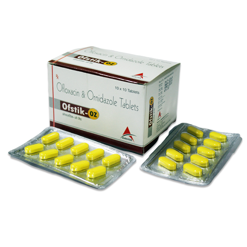 Ofloxacin 200 mg + Ornidazole 500 mg Tablets