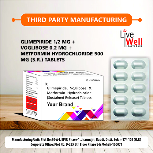 Glimepiride 1mg + Voglibose 0.2mg + Metformin Hydrochloride 500mg (Sustained Release) Tablets