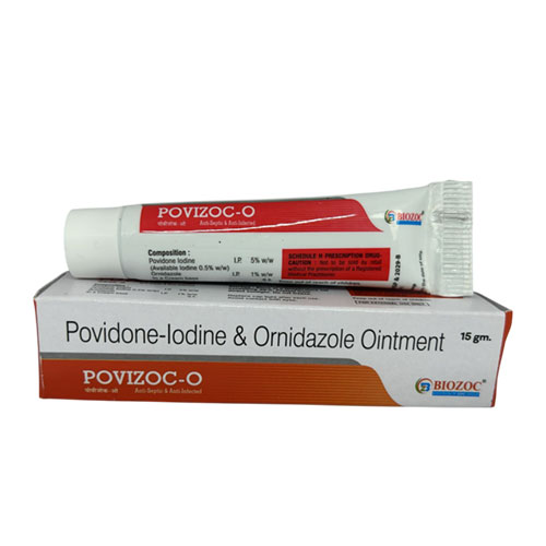 POVIDONE IODINE IP 5% W/W (AVAILABLE IODINE 0.5% W/W) + ORNIDAZOLE IP 1% W/W OINTMENT