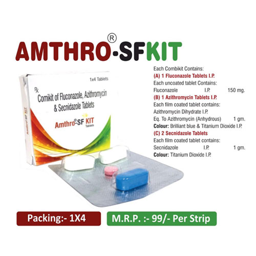 Azithromycin anhydrous 1gm + Fluconazole 150mg + Secnidazole 1gm Tablets