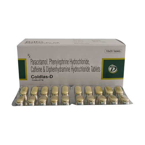 Diphenhydramine HCL 25mg + Phenylephrine Hcl  5mg + Paracetamol  500mg + Caffeine Tablets