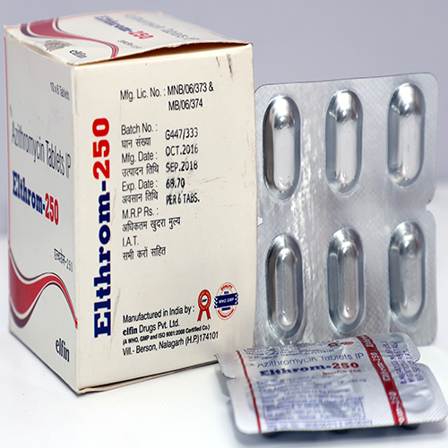 Azithromycin dihydrate I.P (eq.to Azithromycin anhydrous) 250 mg Tablets