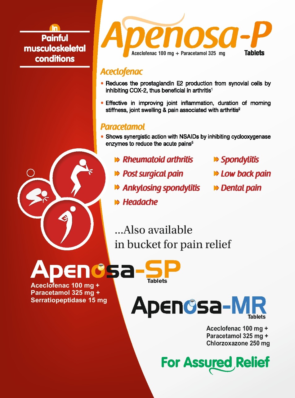 DICLOFENEC   ParaCETAMOL  Serratiopeptidase APENOSA-SP Tablets
