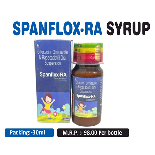 Ofloxacin 50 mg+ Ornidazole 125 mg+ Racecadotril 15mg Suspension