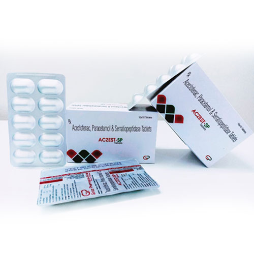 Aceclofenac 100mg + Paracetamol 325mg + Serratiopeptidase 10mg Tablets