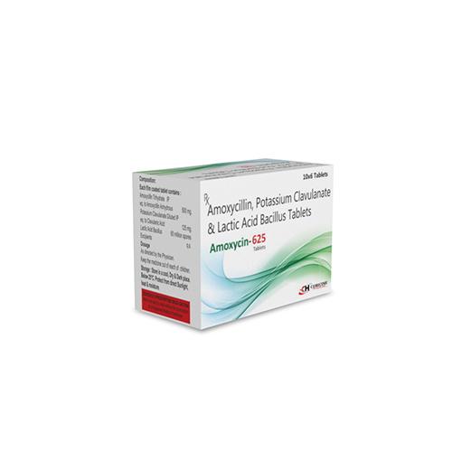 Amoxycillin 500Mg + Potassium  Clavulanate 125Mg + Lactic Acid Bacillus  60 million spores Tablets
