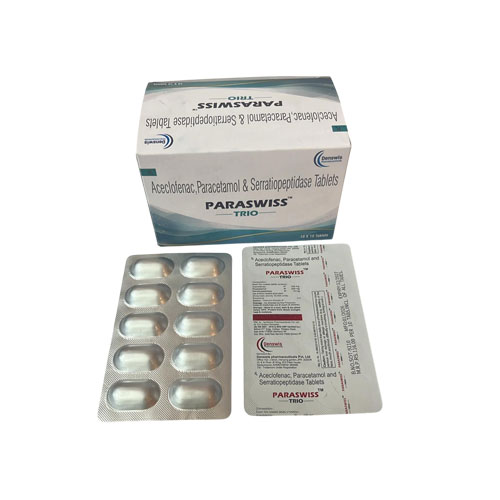 Aceclofenac + Paracetamol + Serratiopeptidase Tablets