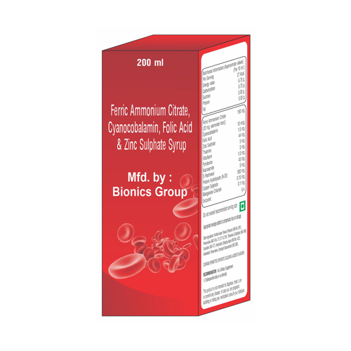 FERRIC AMMONIUM+CITRATE+CYANCOBALAMIN+FOLIC ACID+ZINC SULPHATE Syrup