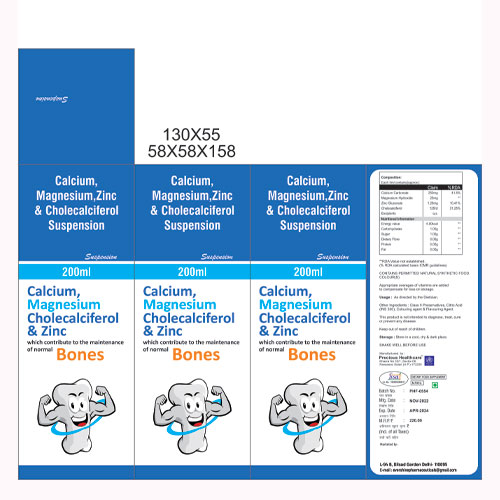 Vitamin K2-7 + Calcitriol + Calcium Carbonate + Magnesium + Zinc Syrup