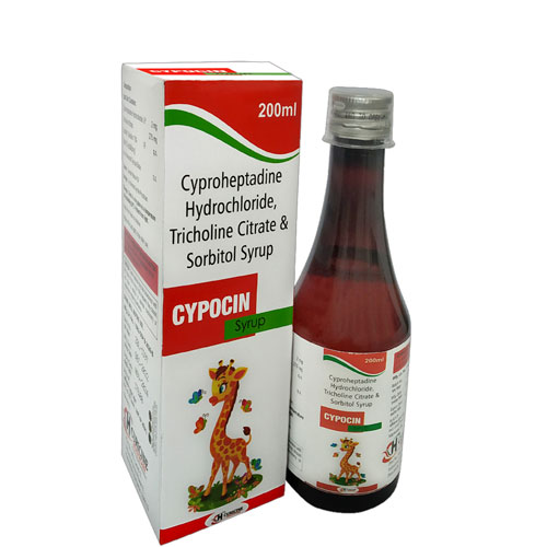 Cyproheptadine 2Mg + Tricholine 275 Mg.  + Sorbitol Solution  Syrups