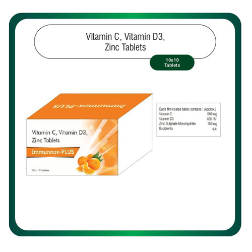 Vitamin C + Vitamin D3 + Zinc Tablets
