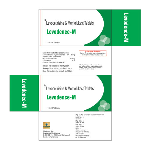 Levocetirizine Di Hydrochloride 5 mg +Montelukast 10mg Tablets