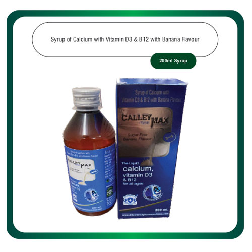 Calcium with Vitamin D3 + B12 with Banana Flavour Syrups