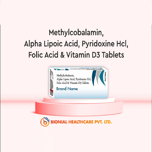 Alpha Lipoic Acid 100mg+ Folic Acid 1.5mg +Methylcobalamin 1500mcg+Pyridoxine Hcl 3mg+Vit D3 Tablets
