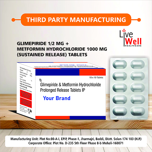 Glimepiride + Metformin Hydrochloride 1000 (Sustained Release) Tablets