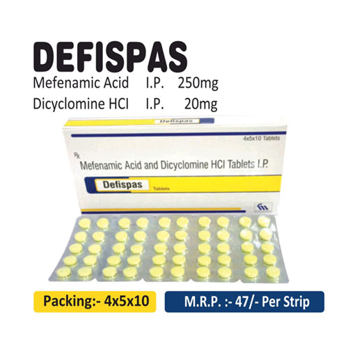Mefenamic Acid 250mg + Dicyclomine 10mg Tablets