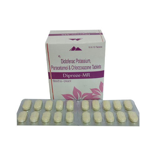 Diclofenac Potassium 50mg+Paracetamol 325mg+Chlorzoxazone 250mg Tablets