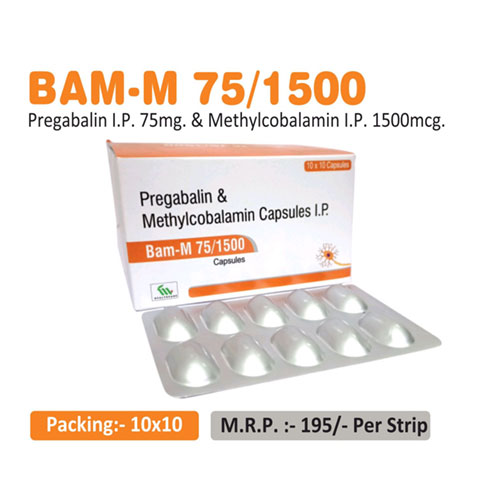 Pregabalin I.P. 75mg. + Methylcobalamin I.P. 1500mcg Tablets