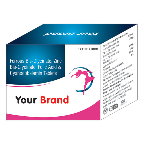 Ferrous Bis Glycinate + Zinc Bis Glycinate + Folic Acid + Cyanocobalamin Tablets