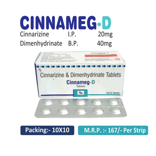 CINNARIZINE 20 MG + Dimenhydrinate 40 mg Tablets