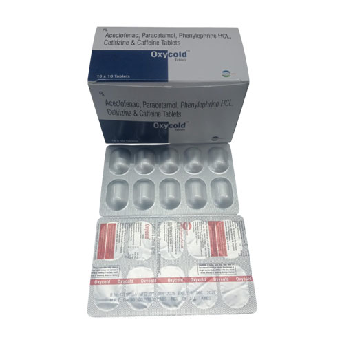 Aceclofenac + Paracetamol + Phenylephrine HCl + Cetirizine + Caffeine Tablets