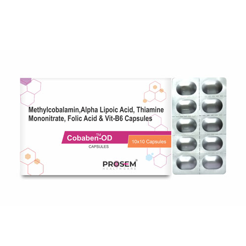 Methylcobalamin 1500mcg + Alpha Lipoic Acid 100mg + Pyridoxin Hydrochloride 3mg+Follic Acid Capsules