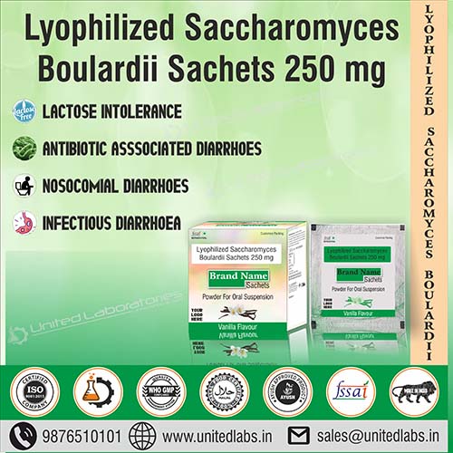 Lyophilized Saccharomyces 282.5 mg+ Boulardii (Lyophilized) Corresponding to 250 mg of yeast Sachets