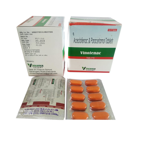 Aceclofenac 100 mg + Paracetamol 325mg Tablets (Uncoated / film coated)